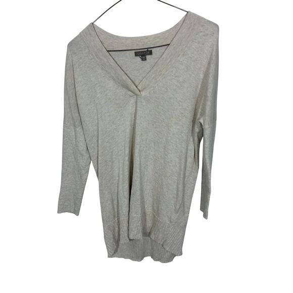 Lilla P Knit Sweater Cotton Modal S Minimalist Neutral V-Neck Preppy Sustainable - Picture 1 of 4
